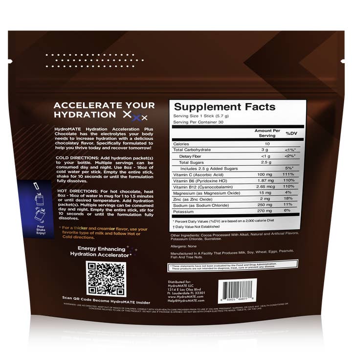 HydroMate - Wholesale Powdered Health Drink - HydroMATE Electrolyte Powder Chocolate (16 Sticks)1