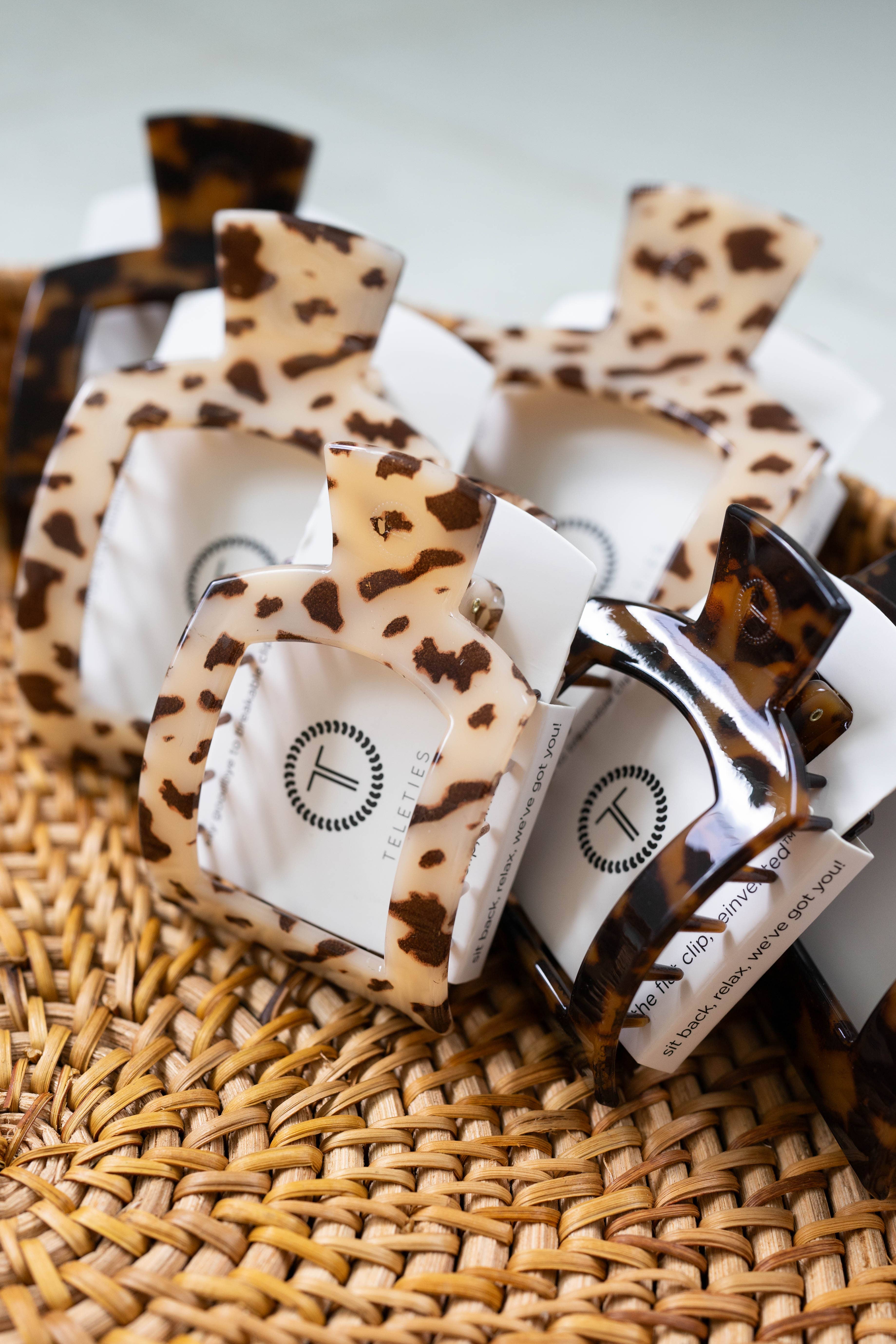 TELETIES - Wholesale Hair Clip - Women's - Square Flat Hair Clip | Small | Blonde Tortoise3