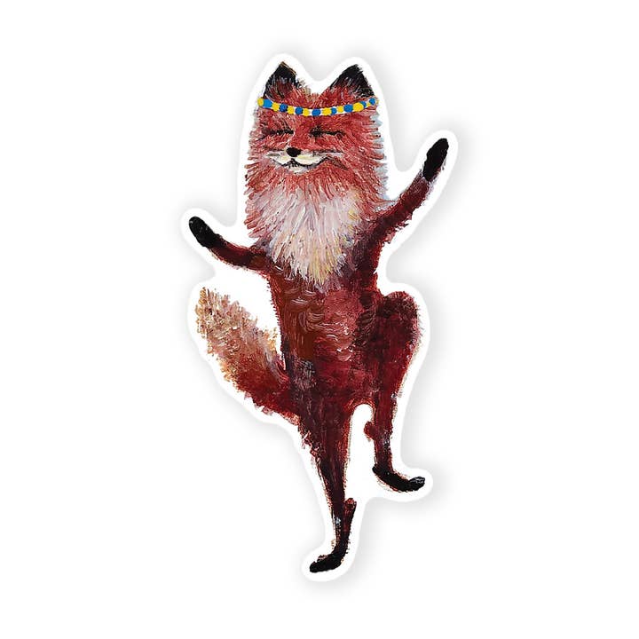 Vinyl Sticker // Die Cut Dancing Fox Sticker for wholesale by Jahna Vashti