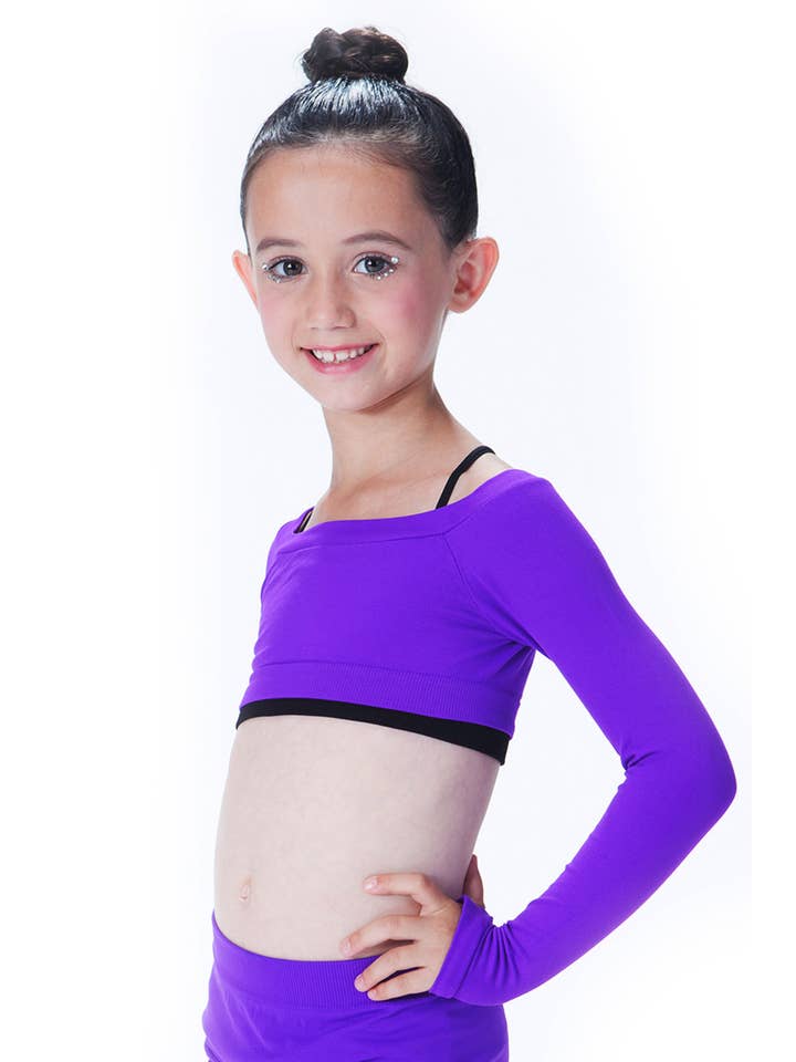 KurveShop - Wholesale T-Shirt - Kids - KIDS LONG SLEEVE CROP TOP WITH THUMB HOLES