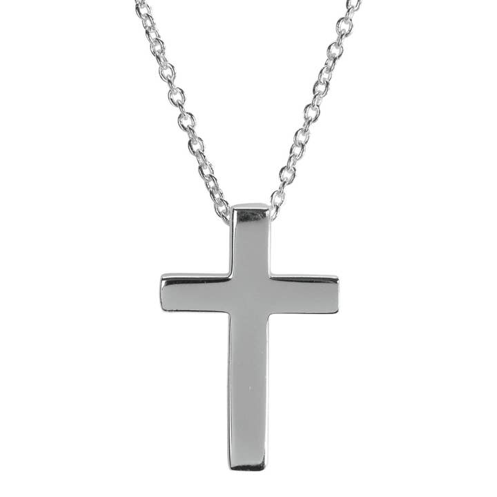 Dicksons – Großhandel Kette mit Anhänger/Charm – Versilberte CZ Mini Thin Box Kreuz Halskette