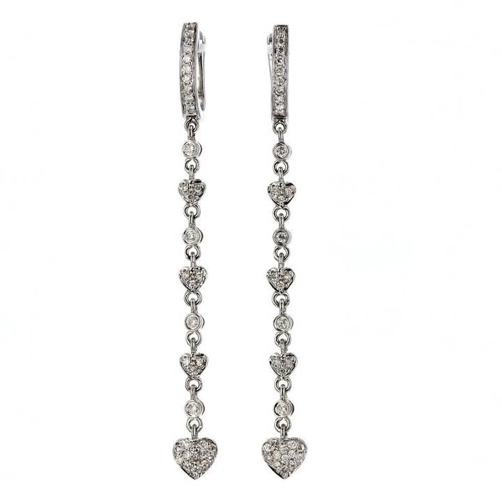 14k White Gold Diamond Heart Earrings for wholesale by NYMAN JEWELERS