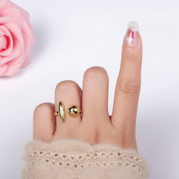 Aim Eternal – wholesale Cocktail/statement ring – 14K Gold Filled Sphere Round Dome Minimalist Wrap Ring | O3514