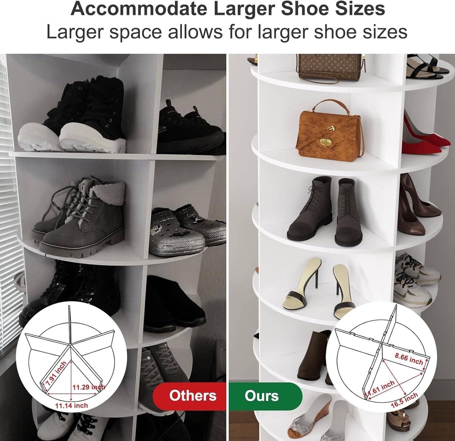 HOMYCASA DESIGN INC - Wholesale Shoe Rack - 7 Tier Rotating Shoe Rack Tower Spinning Storage7