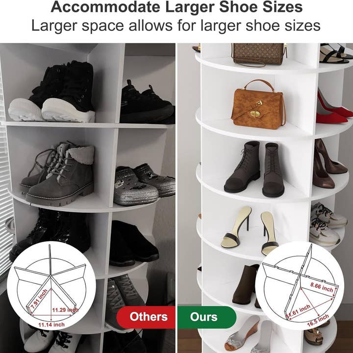 HOMYCASA DESIGN INC - Wholesale Shoe Rack - 7 Tier Rotating Shoe Rack Tower Spinning Storage7