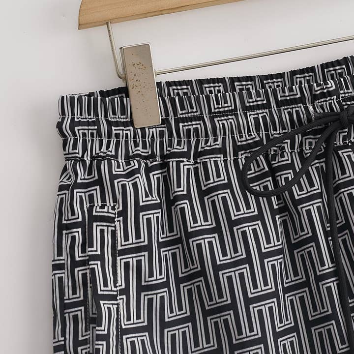 Hugh & Main - Wholesale Shorts - Women's - Black Monogram Shorts1