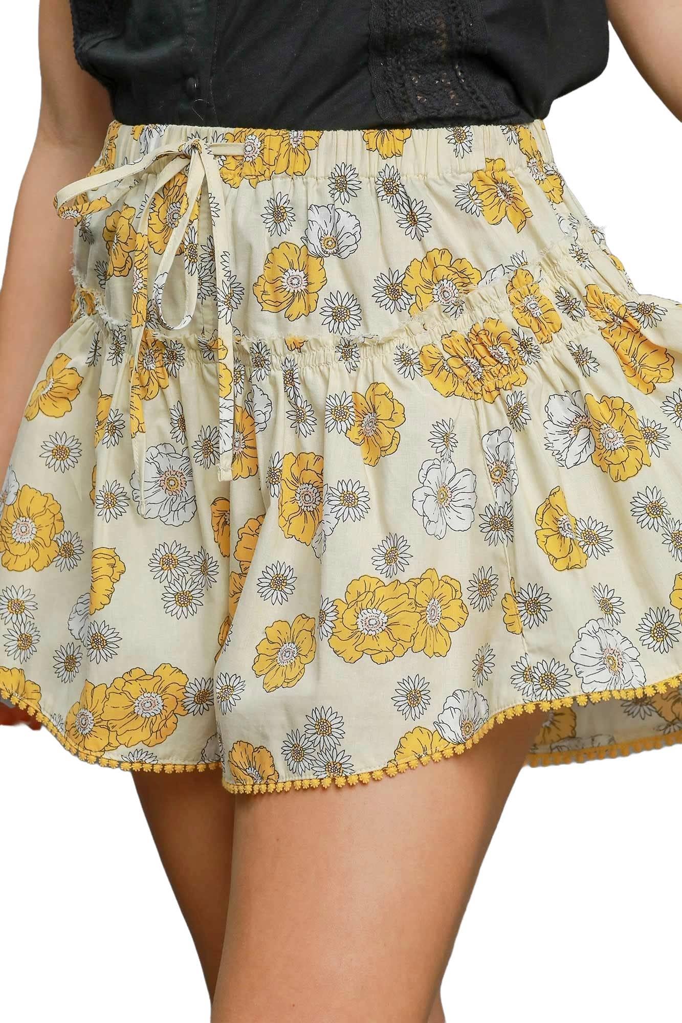 Vanilla Monkey - Wholesale Shorts - Women's - Floral Print Shorts With Gathered Details0