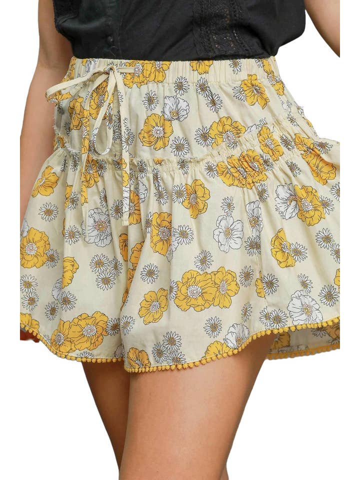 Vanilla Monkey - Wholesale Shorts - Women's - Floral Print Shorts With Gathered Details
