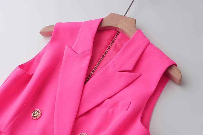 Productseeker - Wholesale Dress - Women's - DR008Y Fushcia Sleeveless Tie-Waist Suit Dress 13