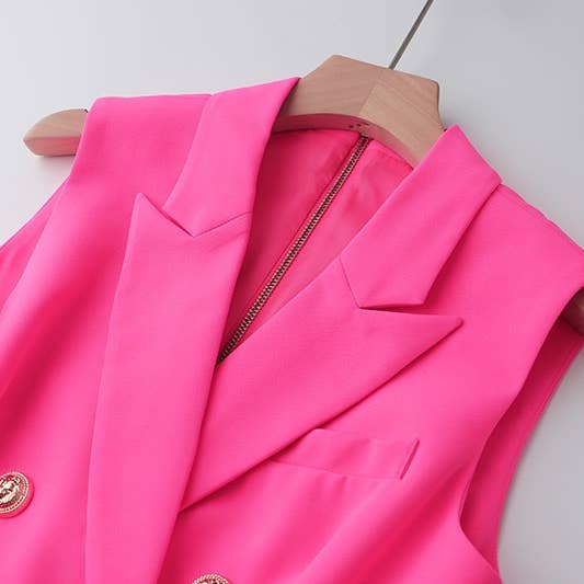 Productseeker - Wholesale Dress - Women's - DR008Y Fushcia Sleeveless Tie-Waist Suit Dress 13