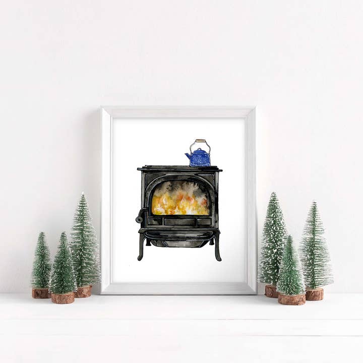 Wood Stove Print for wholesale by Jennie Kilcup Watercolors