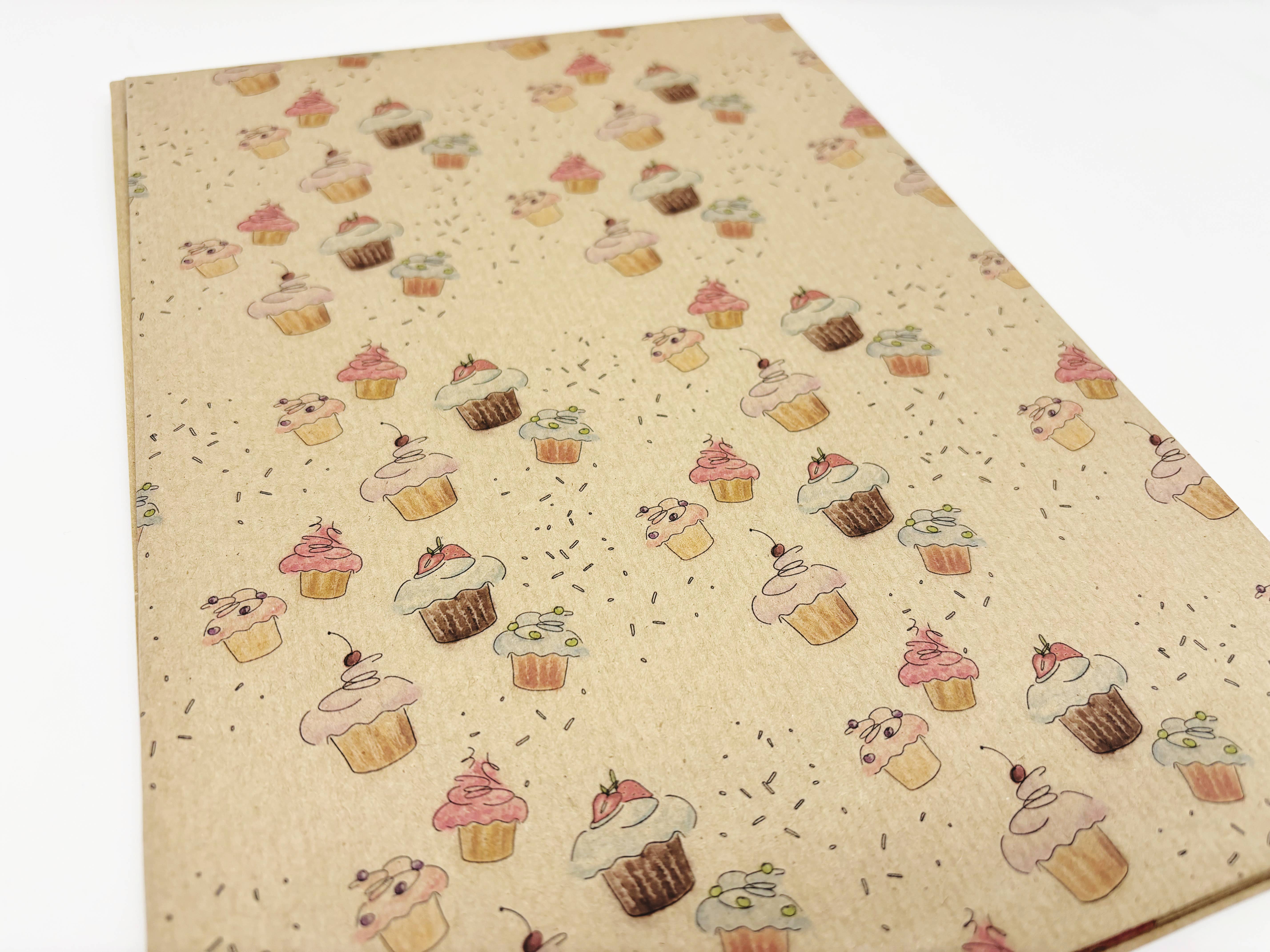 PlanetWrapIt – wholesale Wrapping paper roll – Cupcakes Recycled Kraft Wrapping Paper1