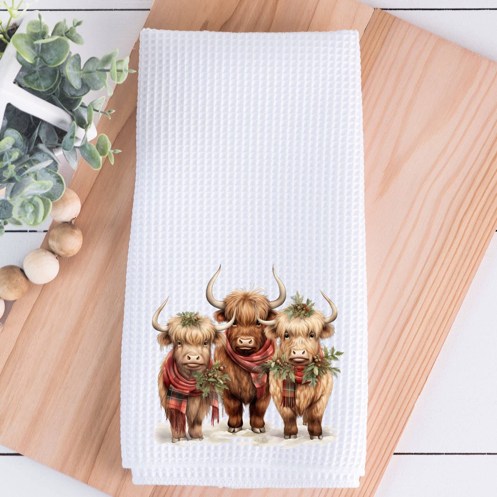 Fernville Creations - Wholesale Tea Towel - Highland Cow Holiday Ranch Farmhouse Kitchen Towel6