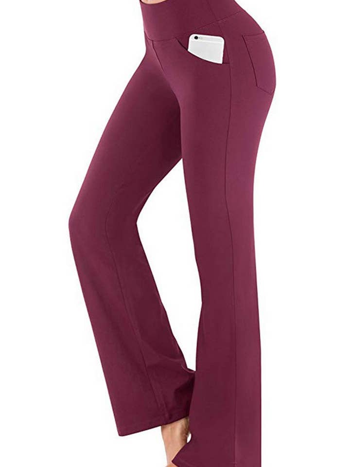 NINEXIS - Wholesale Pants - Women's - CWBLP1333_HIGH-WAISTED FLARED YOGA WIDE-LEG TROUSERS