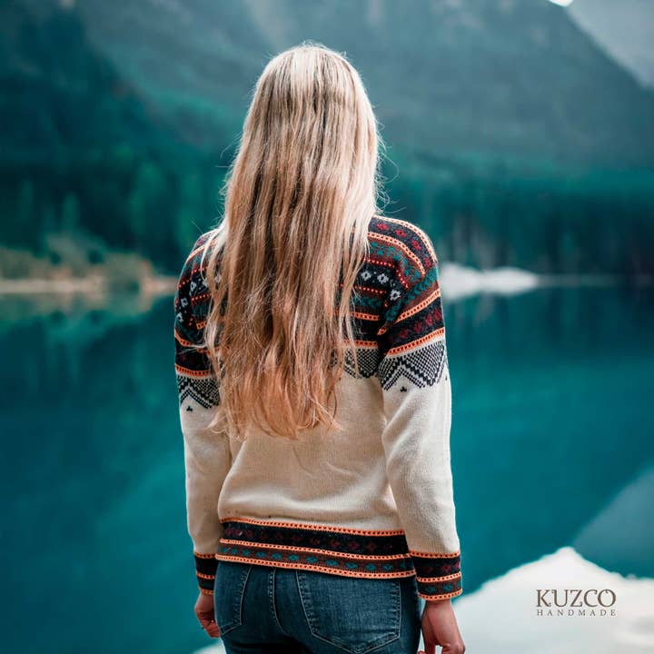 KuzcoHandmade - Wholesale Knit Sweater - Women's - Alpaca Wool Sweater, White Pullover for Women