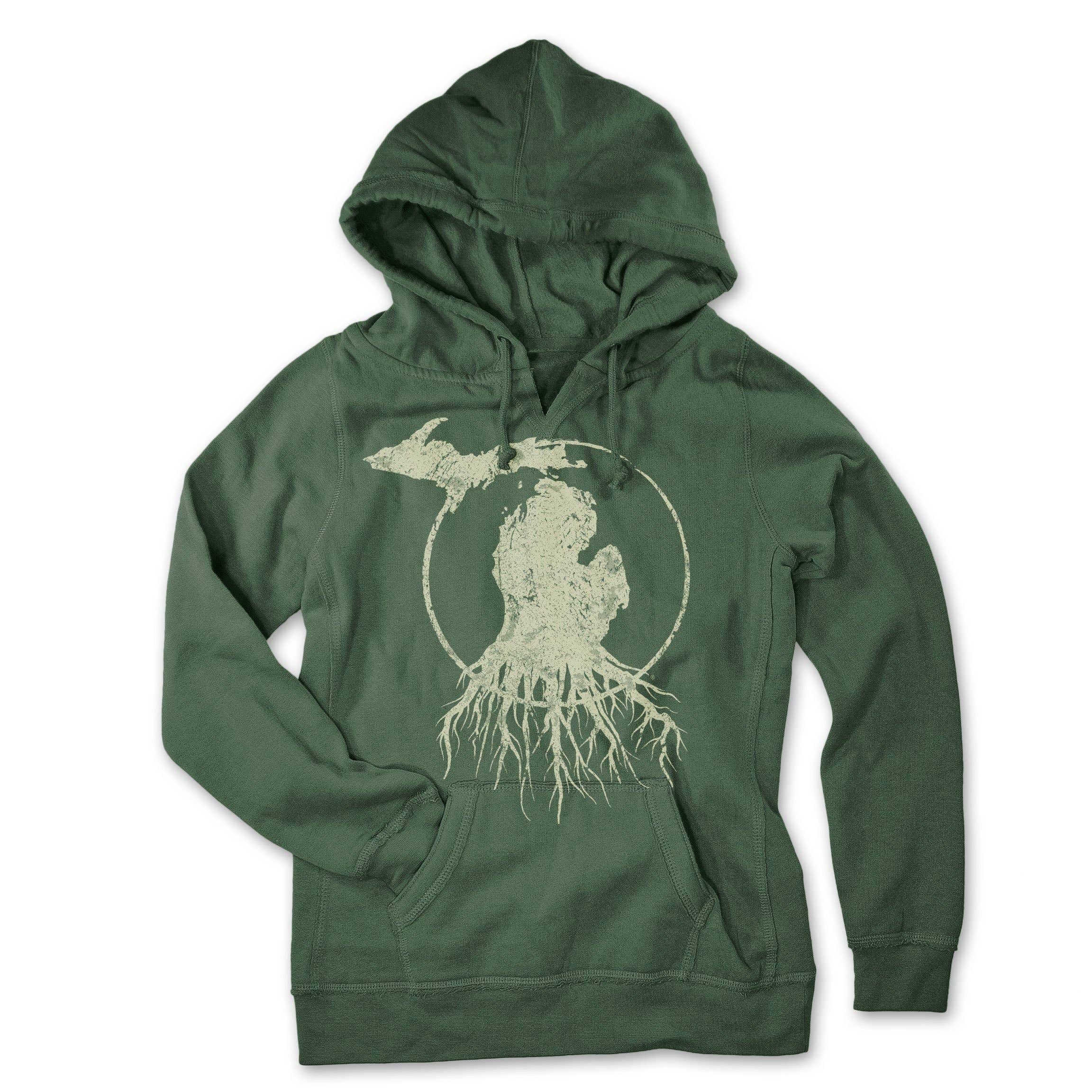 rooted in michigan - Wholesale Hoodie - Women's - MI Roots - Ladies' V-Notch Pullover Hoodie4
