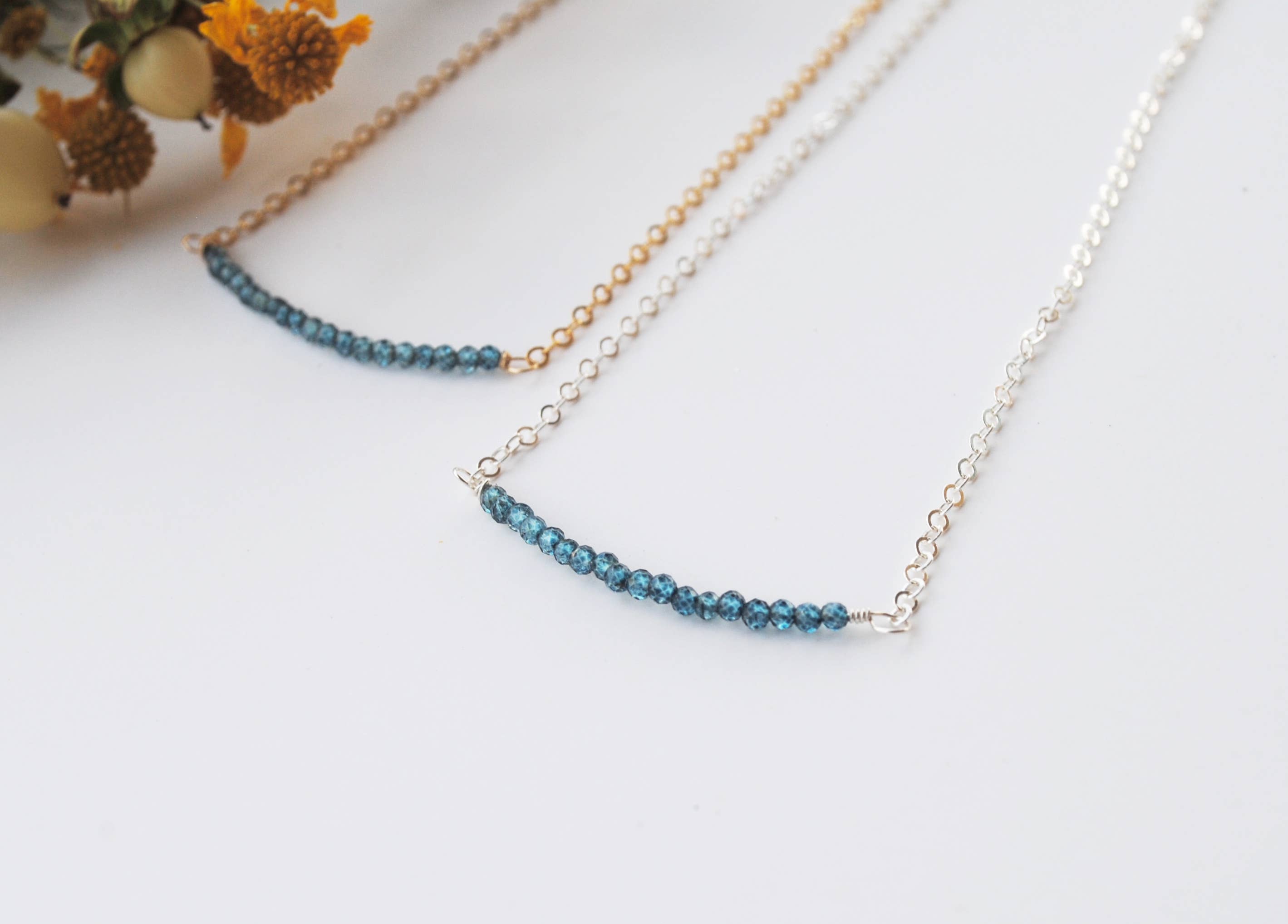 Seaflowerjewelry – wholesale Pendant/charm necklace – London Blue Topaz Gem Bar Necklace1