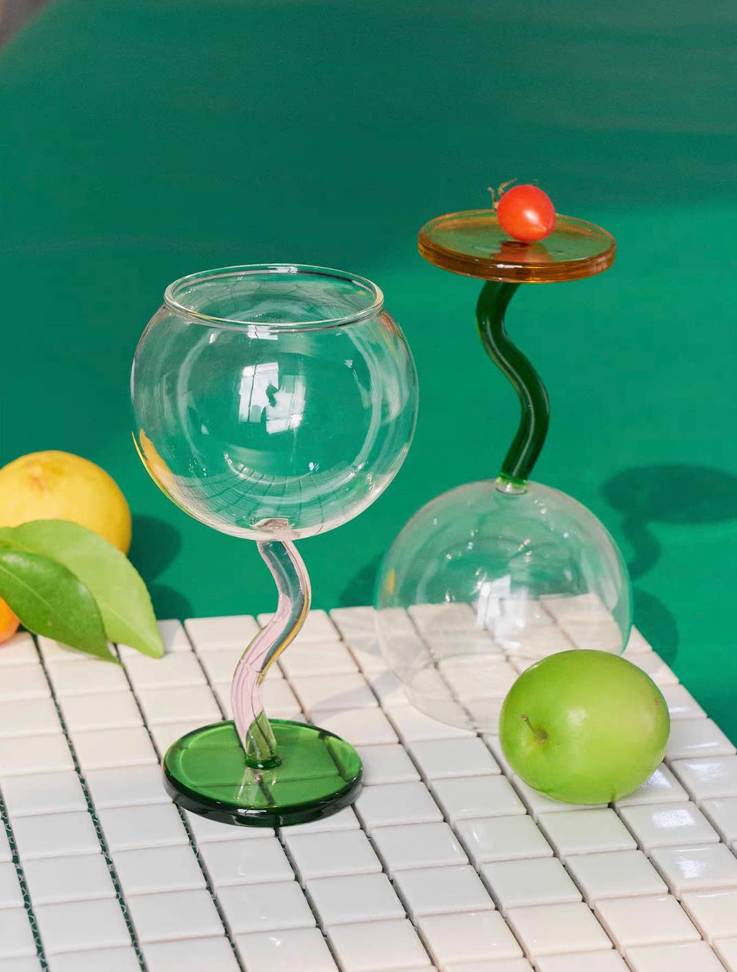 INSPECIAL HOME - Wholesale Wine Glass - Case of 40 Bubble Goblet, Retro Coloured Wine Cocktail Glass3