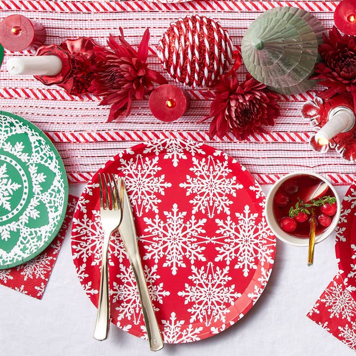 Coterie Party Supplies – Engroshandel Engangstallerken – Jolly Snowflake store tallerkener (10 pr. Pakke)1