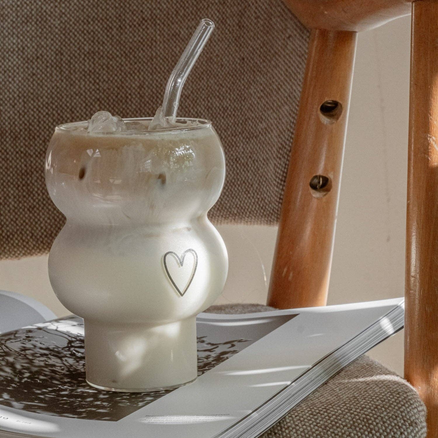 Eulenschnitt - Wholesale Drinking Glass/Cup - Double bubble glass heart (VE = 6 pcs)5