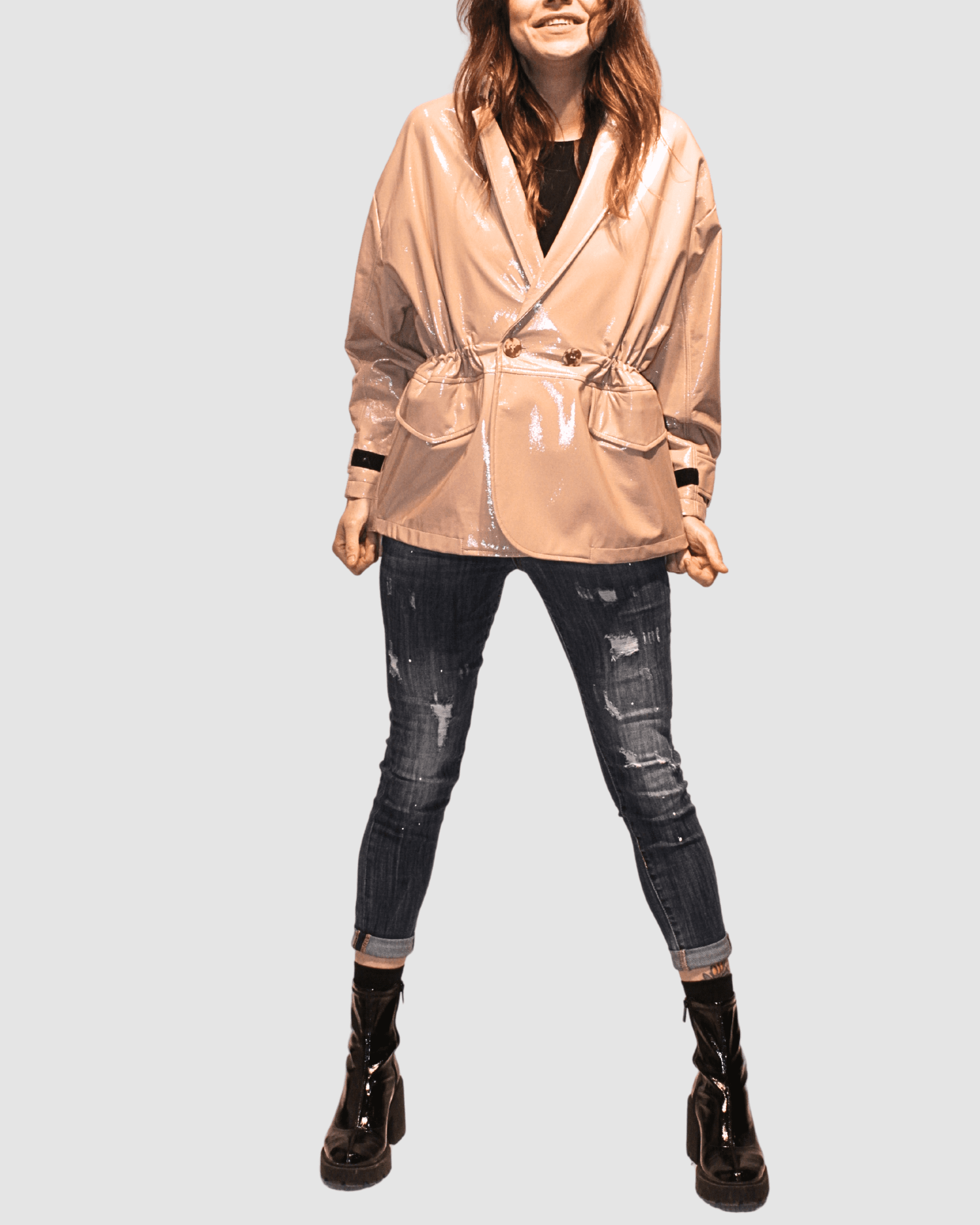 BanBat - Wholesale Leather Jacket - Women's - Imitation leather jacket with acharolate effect - REF: 1401070