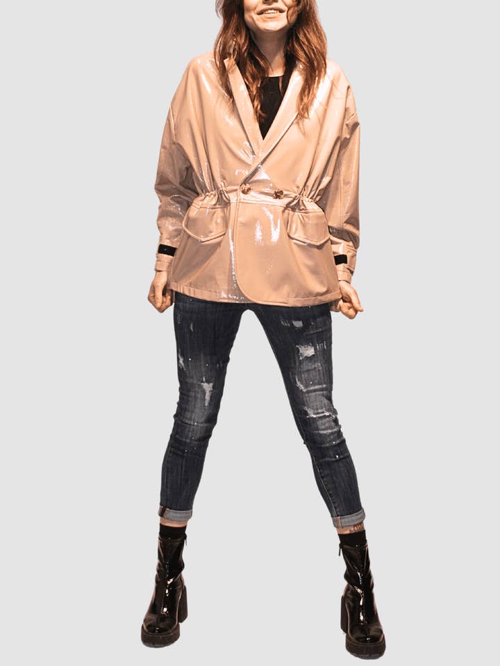 BanBat - Wholesale Leather Jacket - Women's - Imitation leather jacket with acharolate effect - REF: 1401070