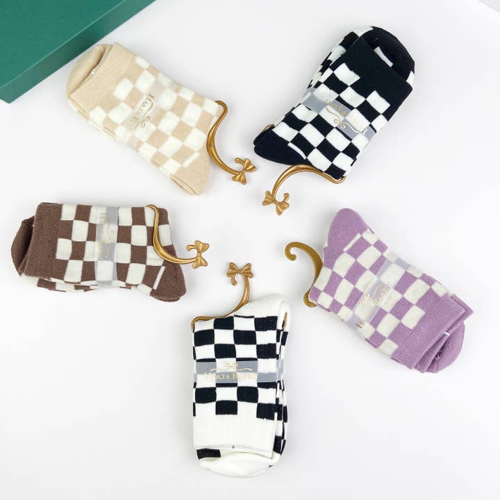 mildstyles – Meias - Mulher por atacado – Meias xadrez de algodão penteado para mulher no meio da pantzerro9