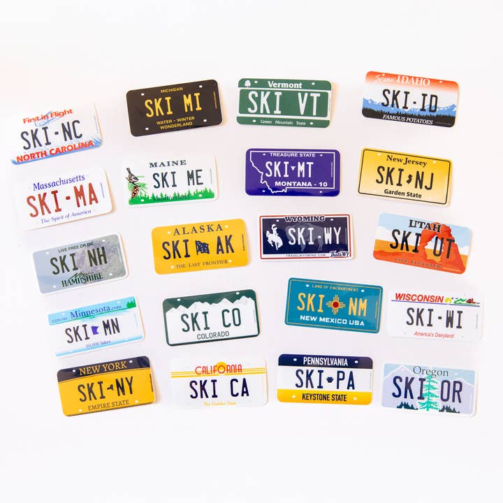 Ski House Games - Wholesale Sticker - Ski NY - New York License Plate Ski Sticker