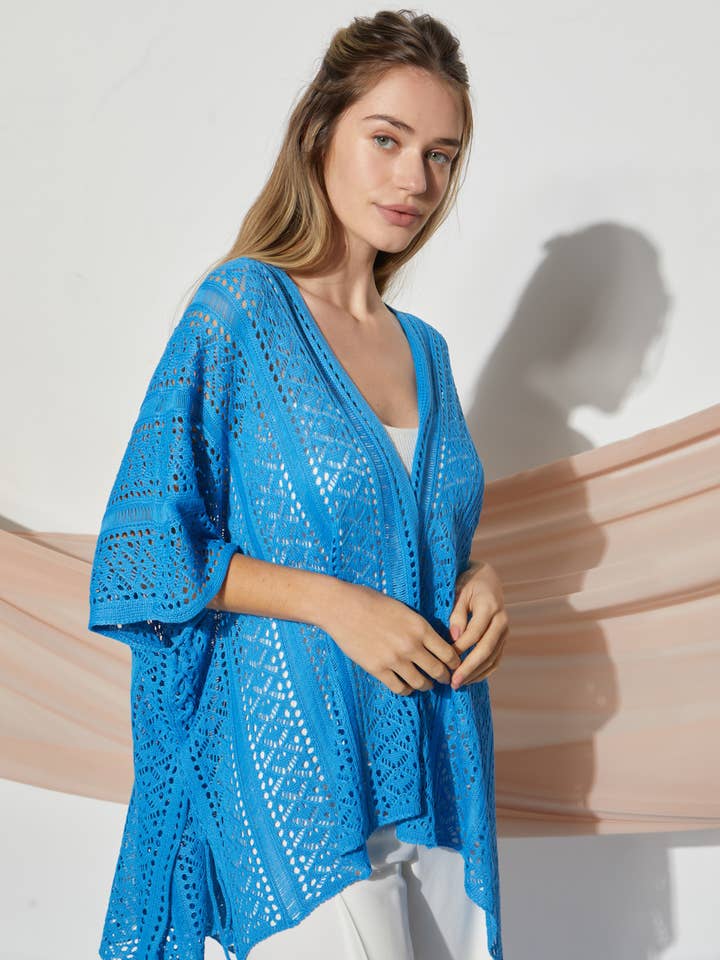 CROCHET ABERTO KIMONO FRONTAL P90114 por atacado de Petal Dew