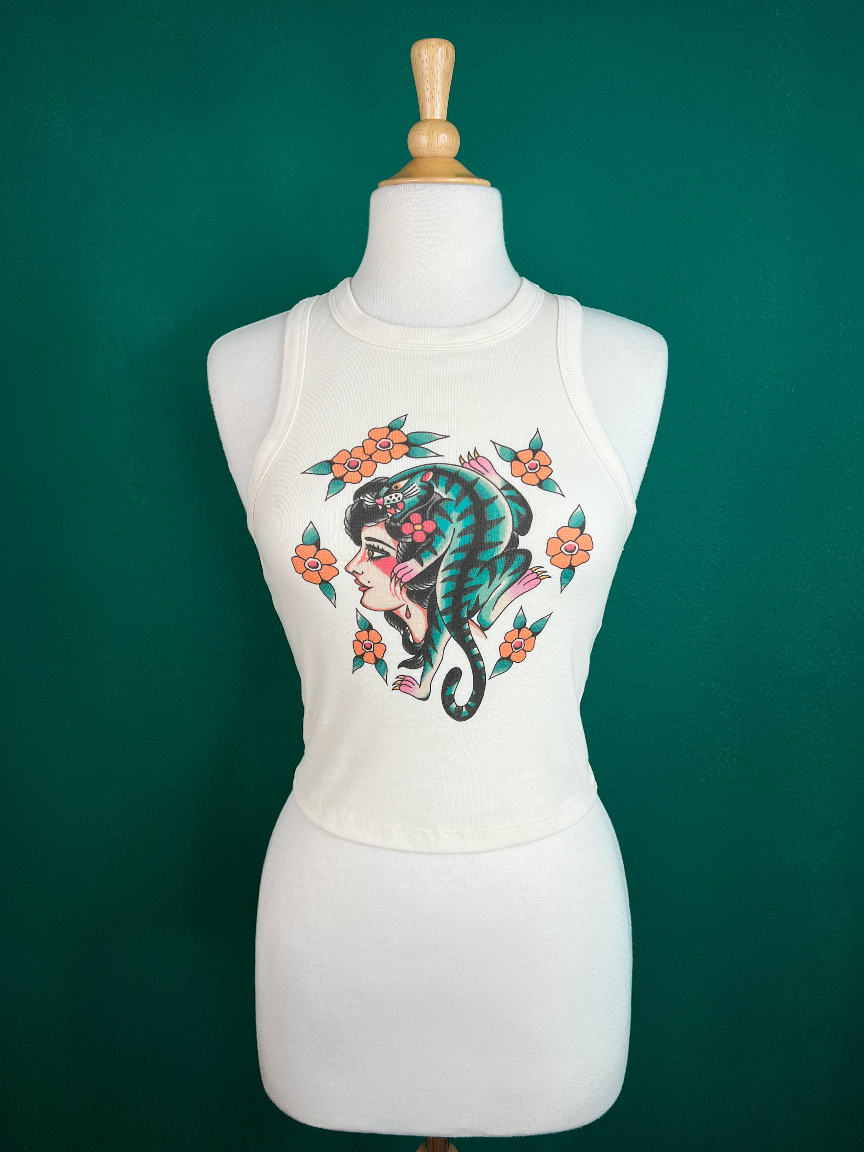 Mischief Made – wholesale Tank top – Women′s – The Blue Tiger Lady Rib Racer Tank in Natural1