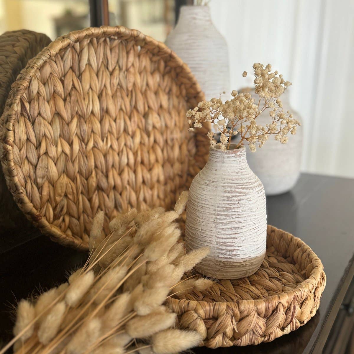 Collins Painting & Design - Vente Plateaux décoratifs - WG-1002 - Plateaux ronds en jacinthe d'eau, ensemble de 21