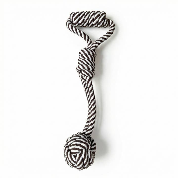 Black and White Rope Tug-War Toy | Monkey Fist for wholesale by Monli Handcrafted Pet Toys
