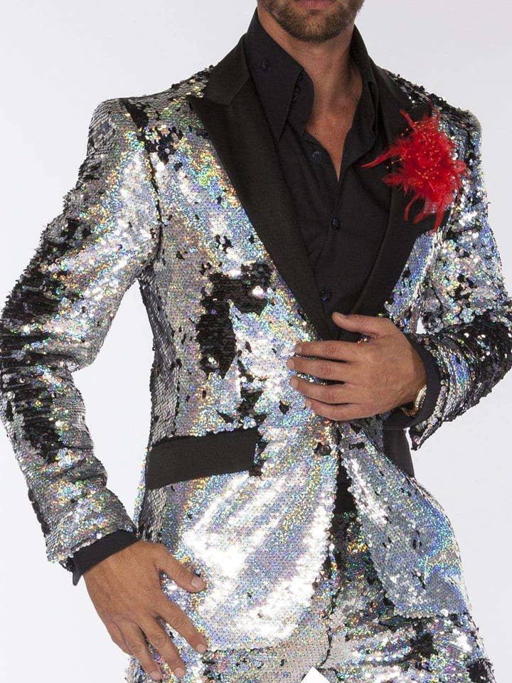 Costumes à paillettes, R. Paillettes argentées - Hommes - Smoking - Costumes pour la vente par Angelino