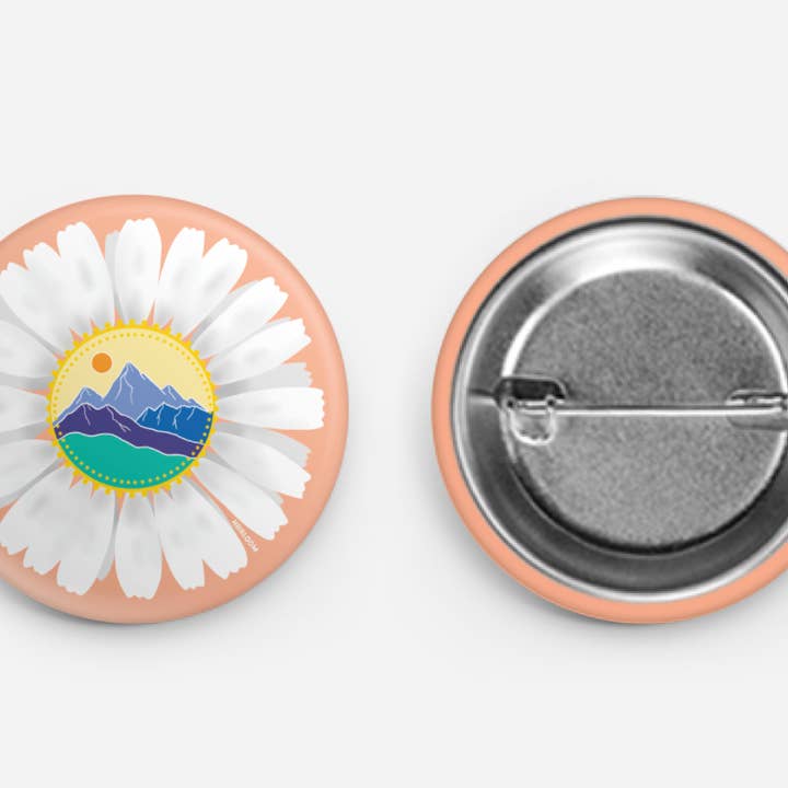Mountain Daisy Button Pin for wholesale by Heirloom Design Co.
