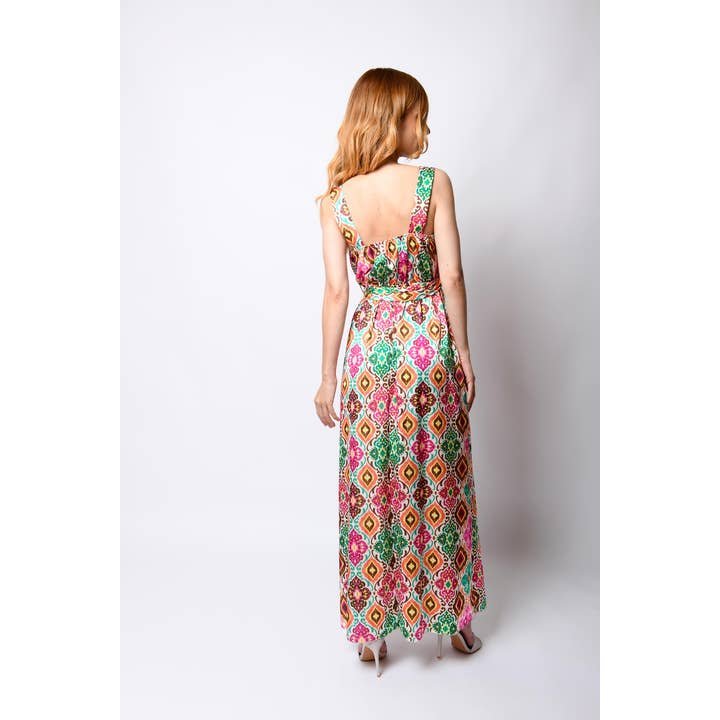 Robe longue ethnique fantaisie à col en V pour la vente par Nuna Lie