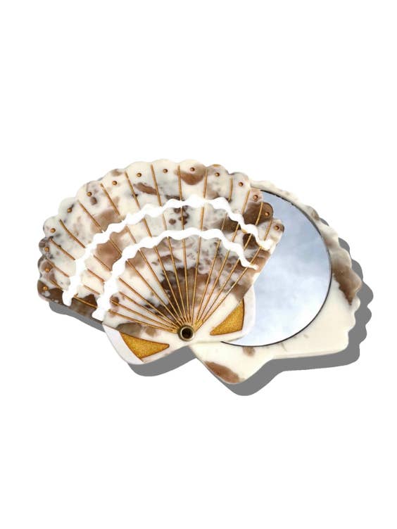 Hand-painted Seashell Compact Mirror | Eco-Friendly for wholesale by Solar Eclipse