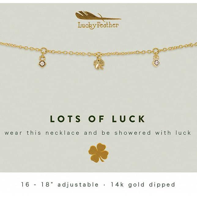 Dangle Necklace Gold - LOTS OF LUCK for wholesale by Lucky Feather