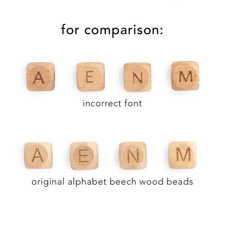 Cara & Co Silicone Craft Supply - Wholesale Craft Supplies - Alphabet Beech Wood Beads - Incorrect Font2