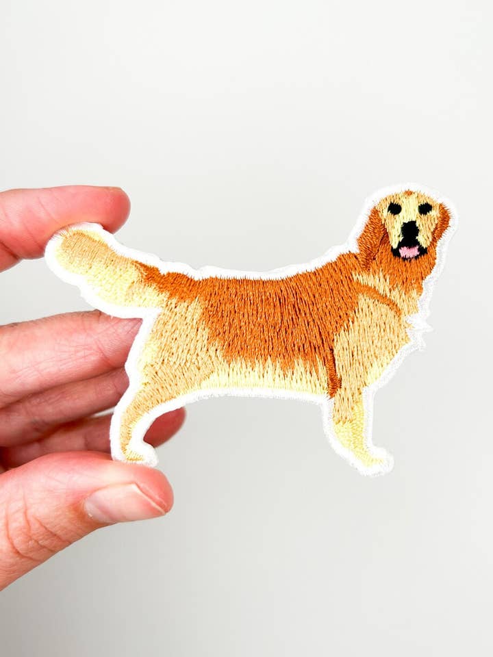Golden Retriever Bordado Patch Termocolante Amante de Cães, Animais de Estimação por atacado de Field Trip Threads