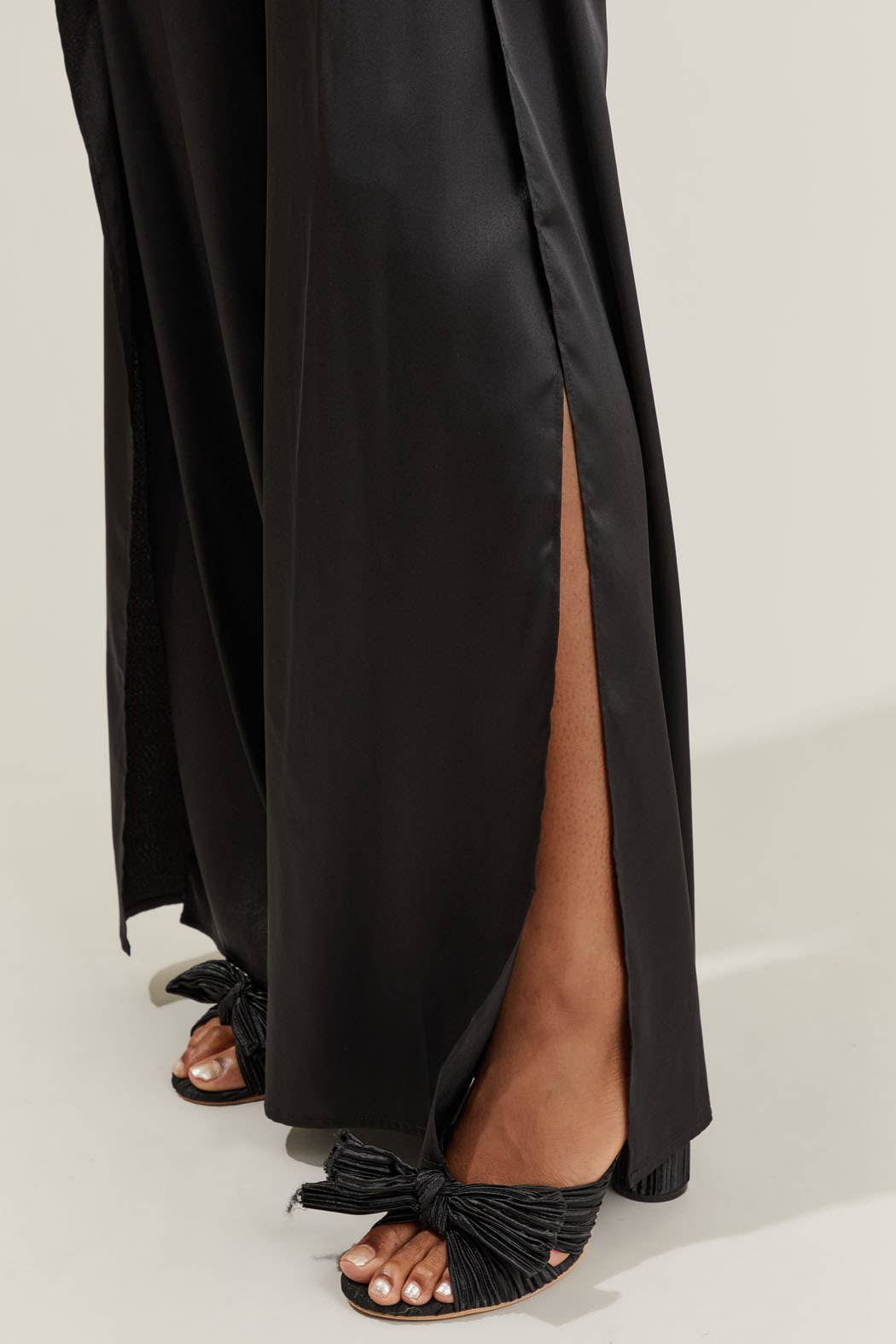 Black Belinda Satin Wrap Pants for wholesale on Faire4