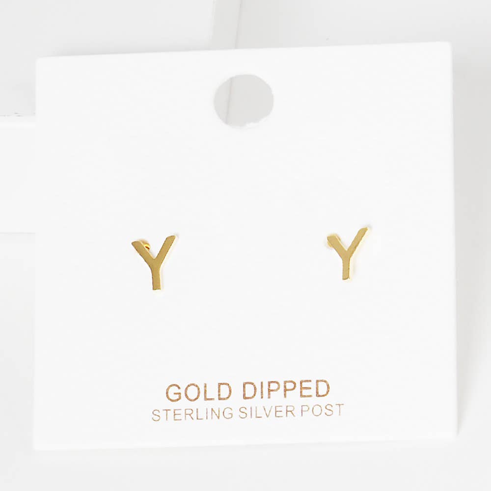 Sensibling Corp. - Wholesale Stud/Post Earrings - Gold Dipped Metal Initial Monogram Stud Earrings61