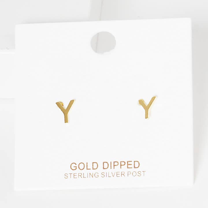 Sensibling Corp. - Wholesale Stud/Post Earrings - Gold Dipped Metal Initial Monogram Stud Earrings61
