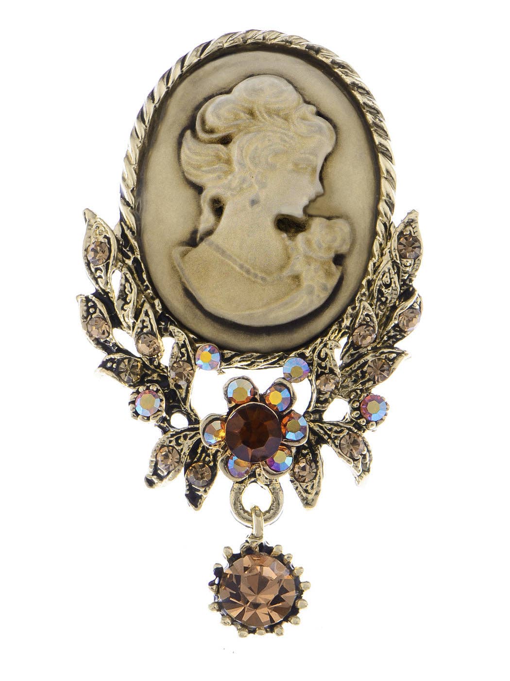 AK Brand - Wholesale Brooch - Vintage Victorian Cameo Brooch Maiden Flower Ribbon Bow23