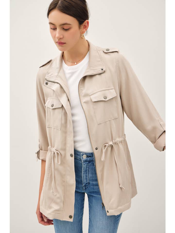 Be Cool - Wholesale Jacket - Women's - CINCHED WAIST SAFARI CARGO UTILITY JACKET