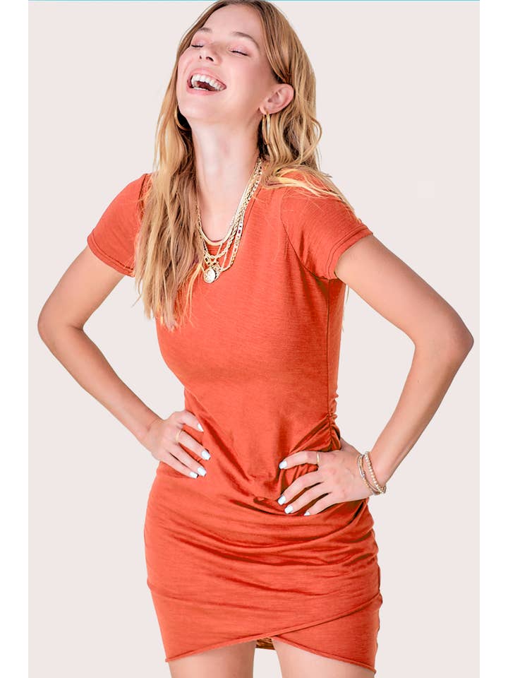 La Miel - Vendita all'ingrosso Vestito - Donna - MLD5010-Mini Abito Leggero A Maniche Corte Con Dettagli Increspati23