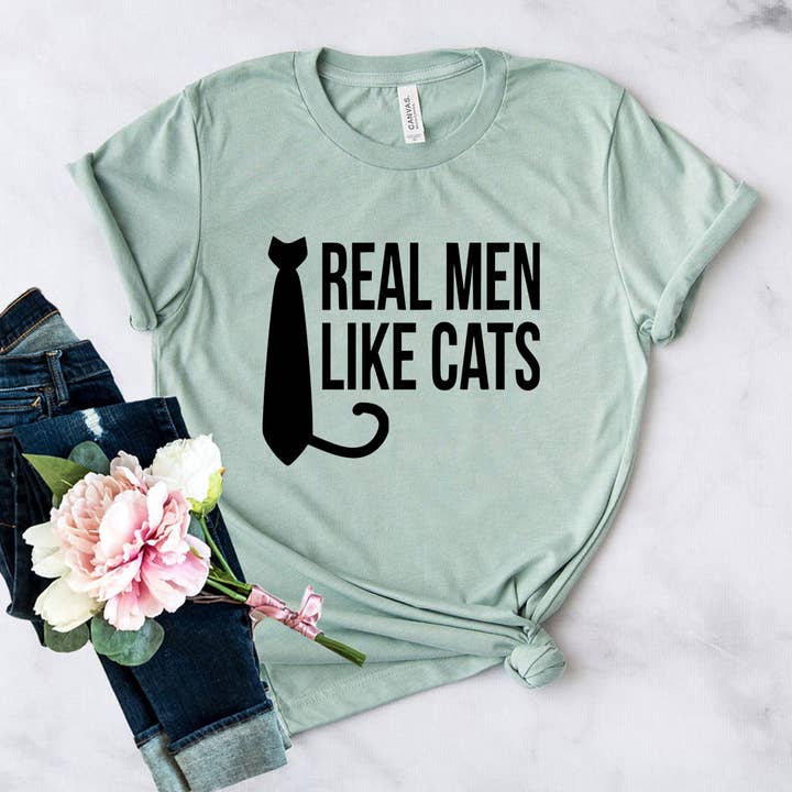Real Men Like Cat T-Shirt for wholesale by Furr-Baby Gifts
