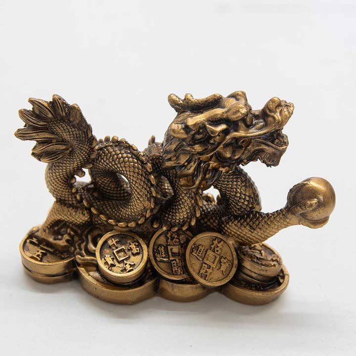 Kheops International - Wholesale Decorative Figurine - Polyresin Feng Shui Figurine Money Dragon - Gold (Each)2