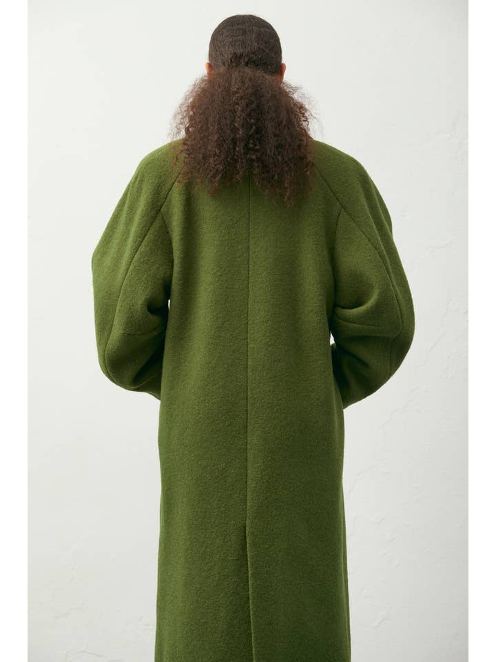 Green Cocoon double-breasted coat for wholesale on Faire2