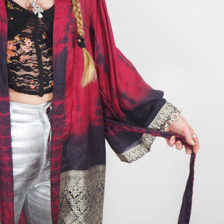 Vagabond Ibiza - Wholesale Kimono - Women's - The Kardash Kimono Long – Up-cycled Vintage Sari Kimono 32