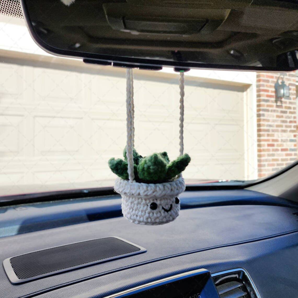 TOMOPOD LLC - Wholesale Car Decorative Charm - Unisex - Mini Crochet Succulent Car Mirror Hanging, Car Plant Decor2